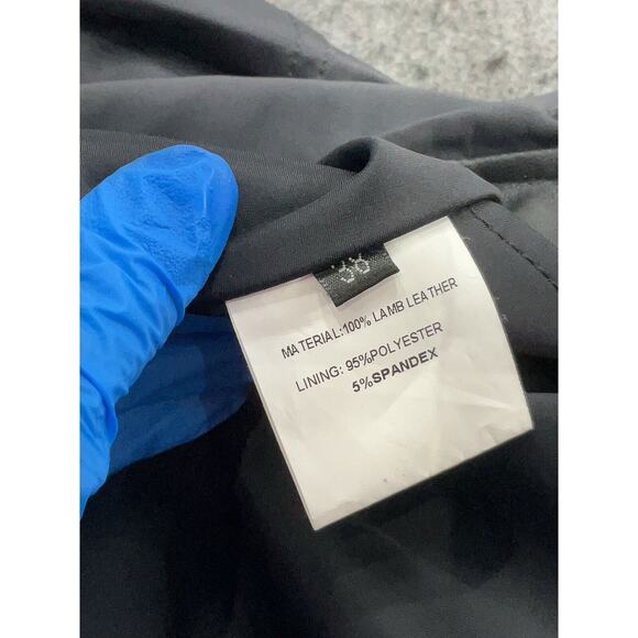 Leather Hooded Bomber Letterman Jacket Black C 38 US 6 - Picture 3 of 3